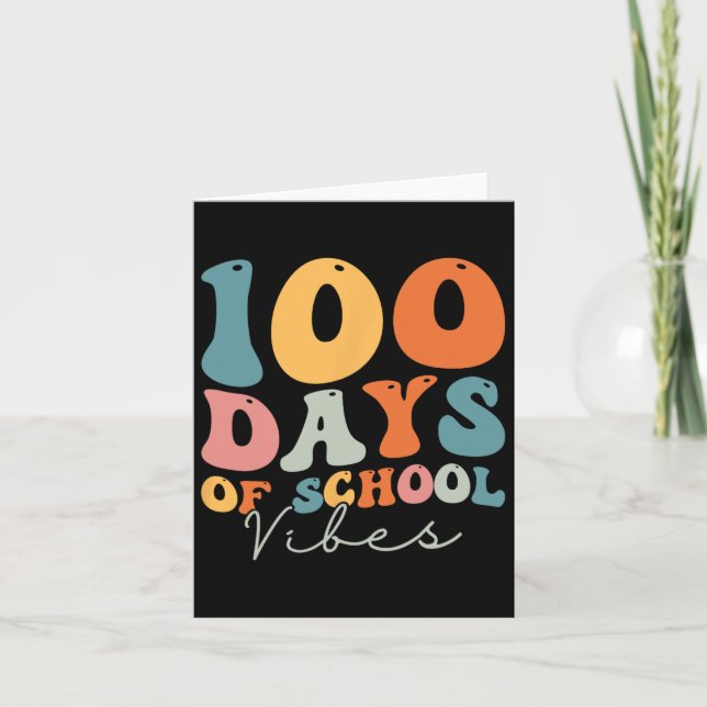 Groovy 100 Days Of School Vibes Teachers  Card (Front)