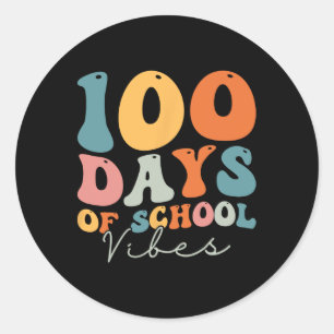 Groovy 100 Days Of School Vibes Teachers  Classic Round Sticker