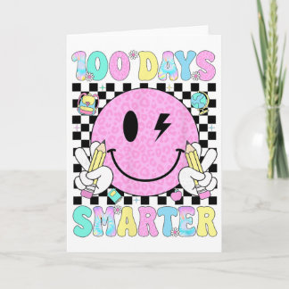 Groovy 100 Days Smarter Retro 100th Day Of School  Card