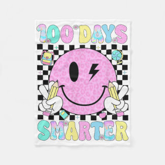 Groovy 100 Days Smarter Retro 100th Day Of School  Fleece Blanket