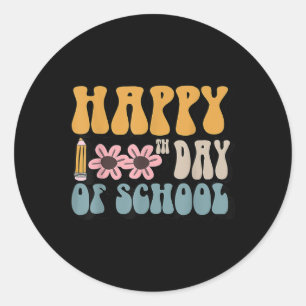 Groovy 100th Day Of School Teachers Student Happy  Classic Round Sticker