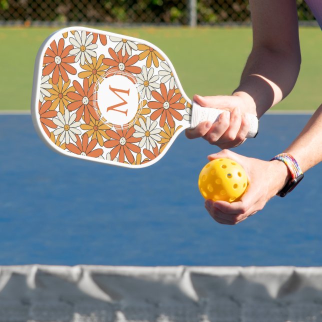 Groovy 1960s Hippie Flower Power Monogram Pickleba Pickleball Paddle (Insitu)