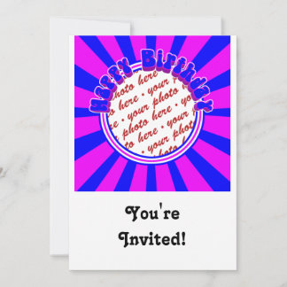 Groovy 1970's Retro Birthday  Photo Frame Invitation