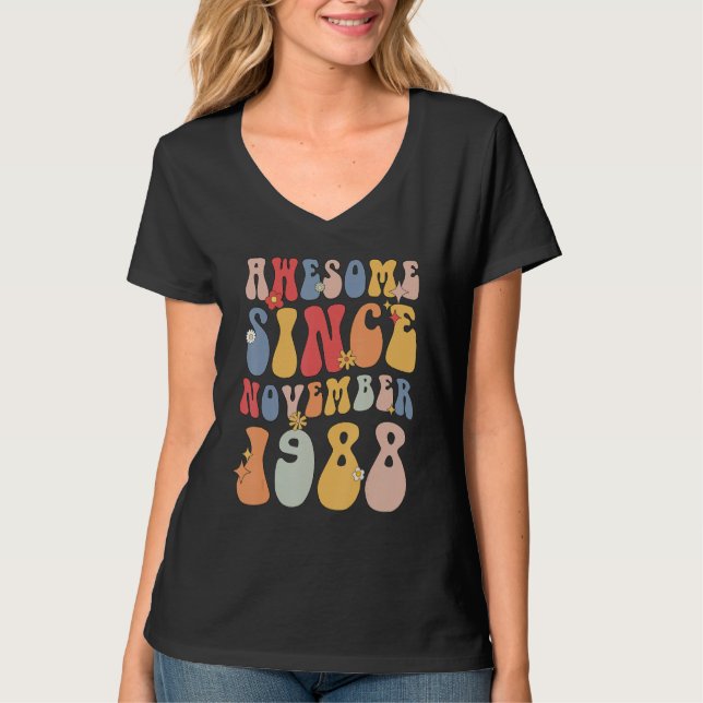 Groovy 1988 Awesome Since November Retro  34th T-Shirt (Front)