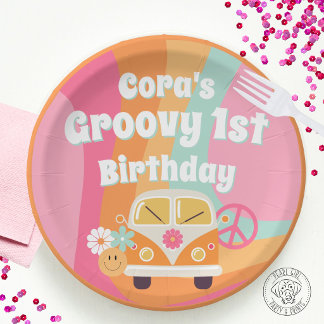 Groovy 1st Birthday Paper Plate