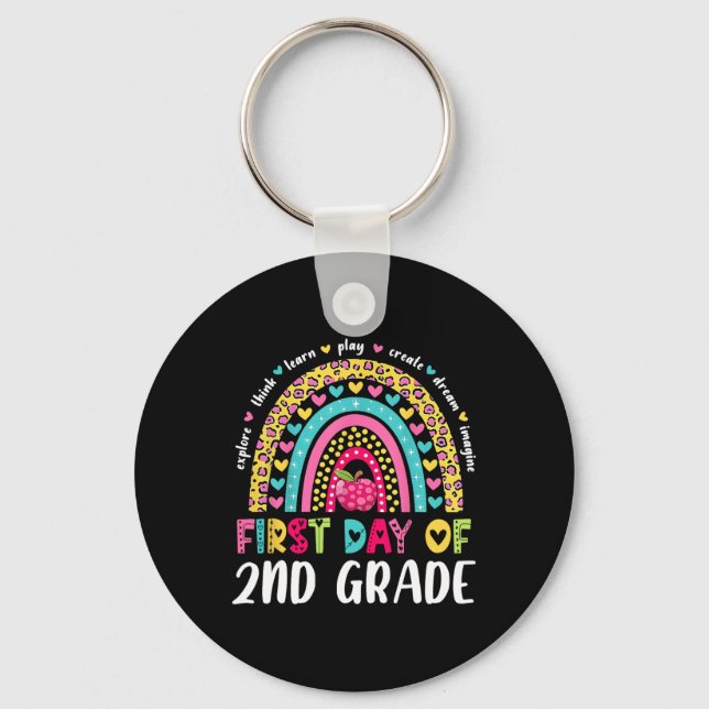 Groovy 2nd Grade Back To School First Day Of Secon Key Ring (Front)