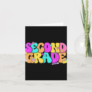 Groovy 2nd Second Grade Back To School Pencil Flor Card