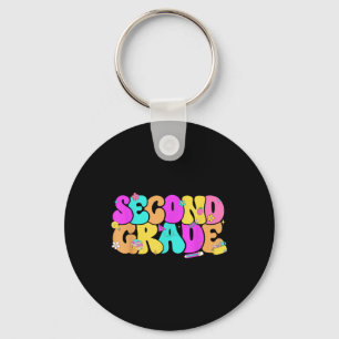 Groovy 2nd Second Grade Back To School Pencil Flor Key Ring