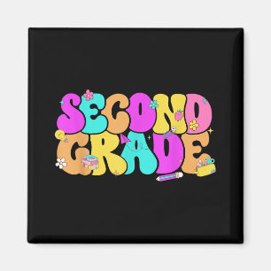 Groovy 2nd Second Grade Back To School Pencil Flor Magnet
