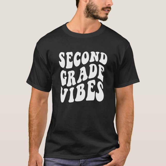 Groovy 2nd Second Grade Vibes Back To School Teach T-Shirt (Front)