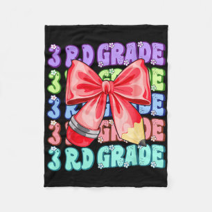 Groovy 3rd Grade Back To School First Day Of Third Fleece Blanket