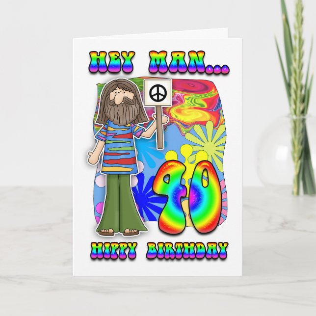 Groovy 40th Birthday - Hippy Birthday Card (Front)
