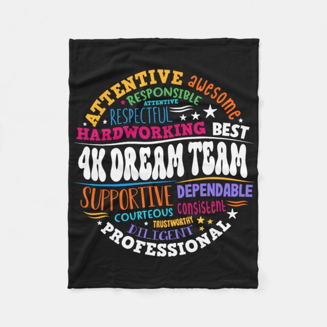 Groovy 4k Dream Team Teacher Kindergarten Kinder E Fleece Blanket (Front)