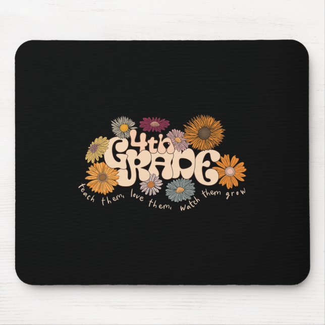 Groovy 4th Fourth Grade Teacher Teach Them Love Th Mouse Pad (Front)