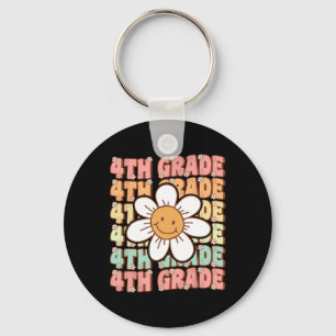 Groovy 4th Grade Back To School First Day Of Fourt Key Ring
