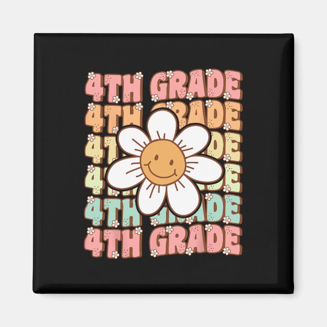 Groovy 4th Grade Back To School First Day Of Fourt Magnet (Front)