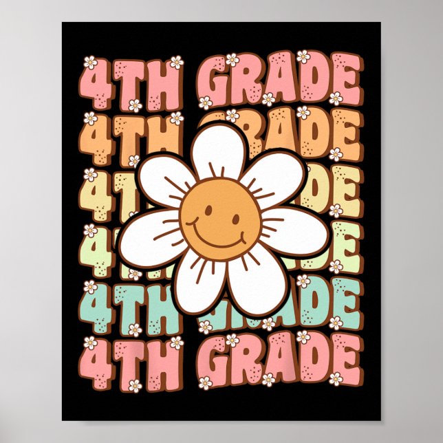 Groovy 4th Grade Back To School First Day of Fourt Poster (Front)