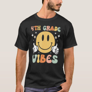 Groovy 4th Grade Vibes Face Retro Teachers Back To T-Shirt