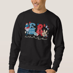 Groovy 4th of July ER Nurse Patriotic Emergency Ro Sweatshirt