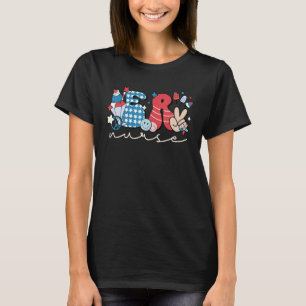 Groovy 4th of July ER Nurse Patriotic Emergency Ro T-Shirt
