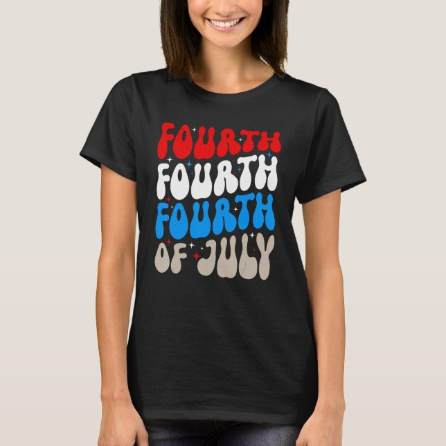Groovy 4th Of July Merica Patriotic American Flag  T-Shirt (Front)