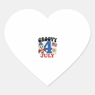 Groovy 4th of July Rocket Patriotic Shirt Design_1 Heart Sticker