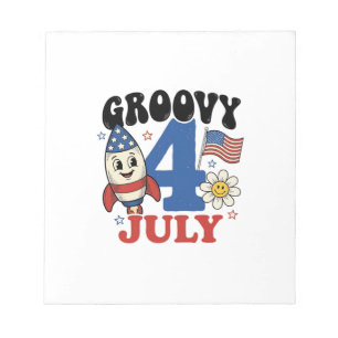 Groovy 4th of July Rocket Patriotic Shirt Design_1 Notepad
