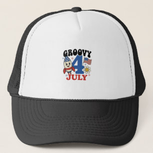 Groovy 4th of July Rocket Patriotic Shirt Design_1 Trucker Hat