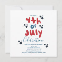 Groovy 4th of July Stars BBQ Flyer Invitation  