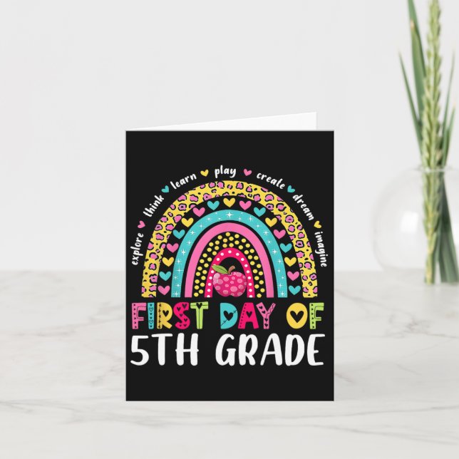 Groovy 5th Grade Back To School First Day Of Fifth Card (Front)