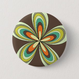 Groovy 60s 70s Hippie Flower Brown Retro Daisy  6 Cm Round Badge