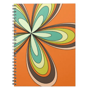 Groovy 60s 70s Hippie Flower Orange Retro Daisy Spiral Notebook