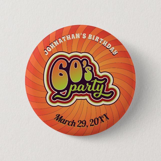 Groovy 60's Party Button (Front)