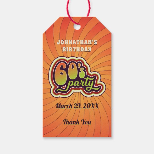 Groovy 60's Party Gift Tag (Front)