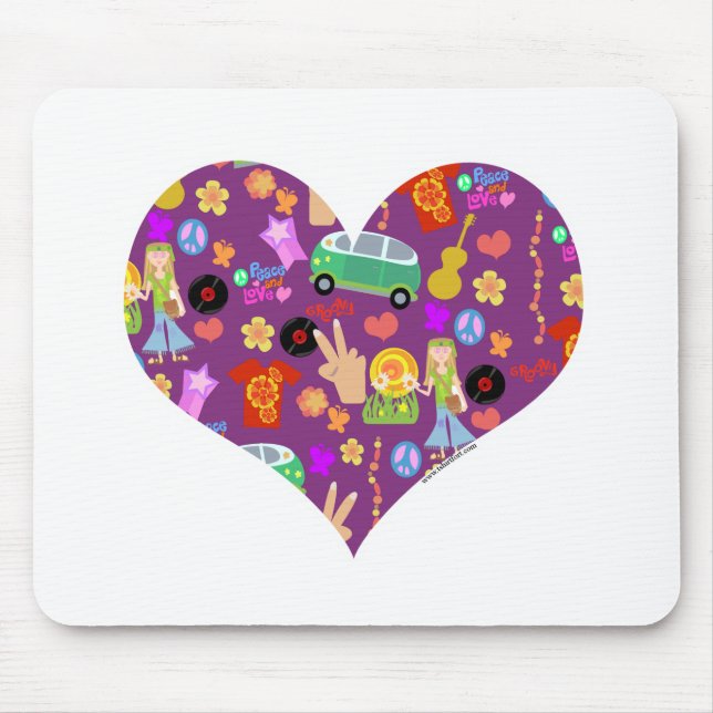 Groovy 60s Purple Love Mouse Pad (Front)