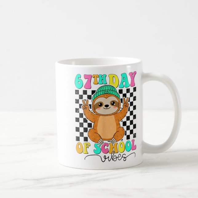 Groovy 67 Days Of School Funny 67 Students Peace S Coffee Mug (Right)