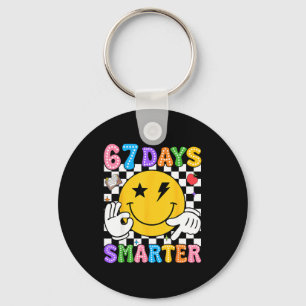 Groovy 67th Day Of School Shirt 67 Days Smarter Te Key Ring