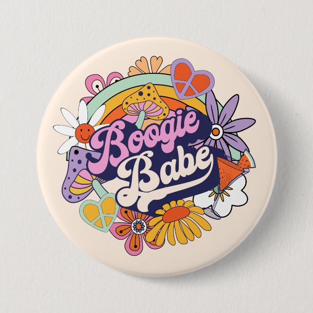 Groovy 70s Bachelorette Boogie Babe ID929 7.5 Cm Round Badge (Front)