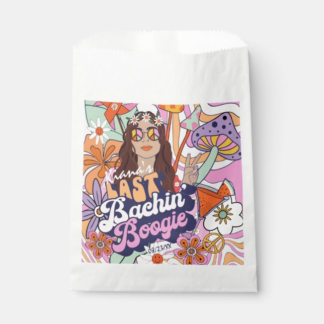 Groovy 70s Bachelorette Last Bachin' Boogie ID929  Favour Bags (Front)
