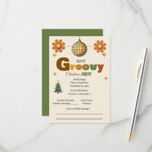 Groovy 70s Christmas Party RSVP Card
