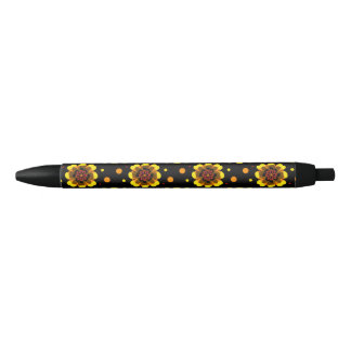 Groovy 70s Daisy Flower Power Pattern Black Ink Pen