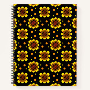 Groovy 70s Daisy Flower Power Pattern Notebook