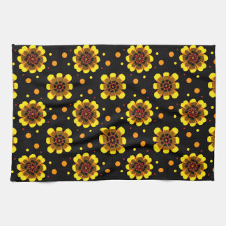 Groovy 70s Daisy Flower Power Pattern Tea Towel