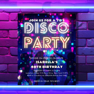 Groovy 70's Disco Party Birthday Budget Invitation