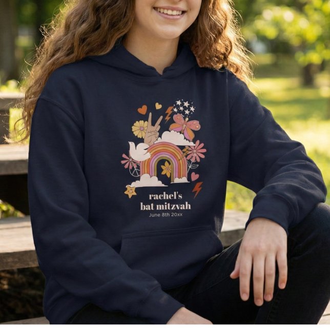 Groovy 70s Hippie Peace Bat Mitzvah Custom Favor Hoodie (Creator Uploaded)