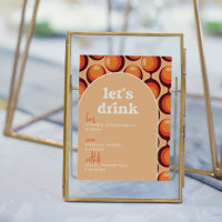 Groovy 70s Let's Drink Wedding Bar Sign