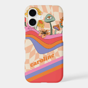 Groovy 70s Mushroom Flower Personalised Peach