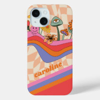 Groovy 70s Mushroom Flower Personalised Peach
