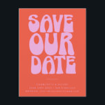 Groovy 70s Pink Orange Simple Save The Date Postcard<br><div class="desc">Groovy 70s Pink Orange Simple Save The Date Postcard</div>