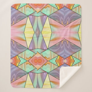Groovy 70s Pink purple and teal Marble pattern Sherpa Blanket